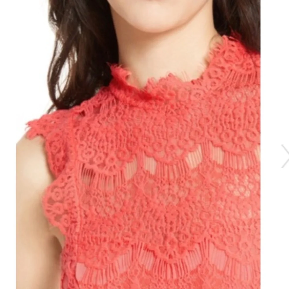 Free People Daydream Lace Mini Dress in Coral - Picture 5 of 7
